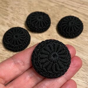 Set of Four Black Crochet Buttons